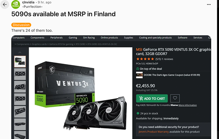 GeForce RTX 5090 GPUs Are Finally Available At MSRP But There's A Caveat
