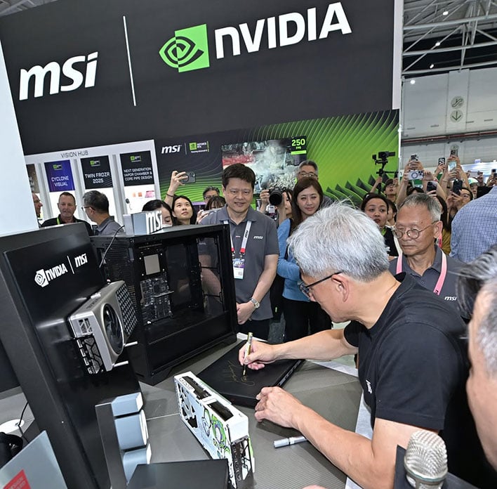 NVIDIA CEO Signs MSI's RTX 5070 Toy Story GPU And Buzz Lightyear Approves