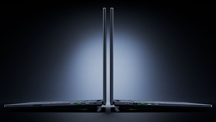 Side renders of Razer's Blade 18 gaming laptop.