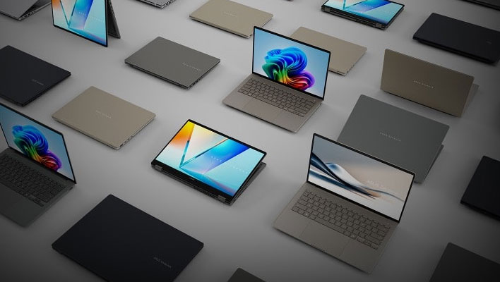 A whole bunch of ASUS laptops.