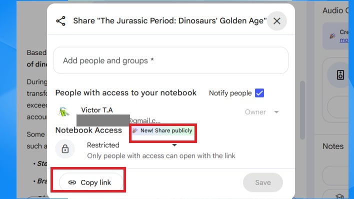 body notebooklm feature share