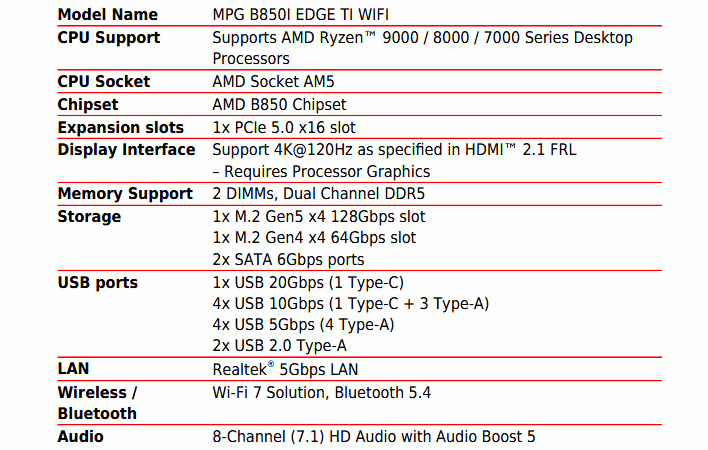 msi mpg b850i edge ti wifi