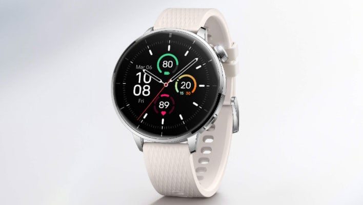 OnePlus Watch 3 43mm on a gradient background.