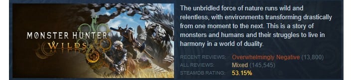monster hunter wilds negative reviews