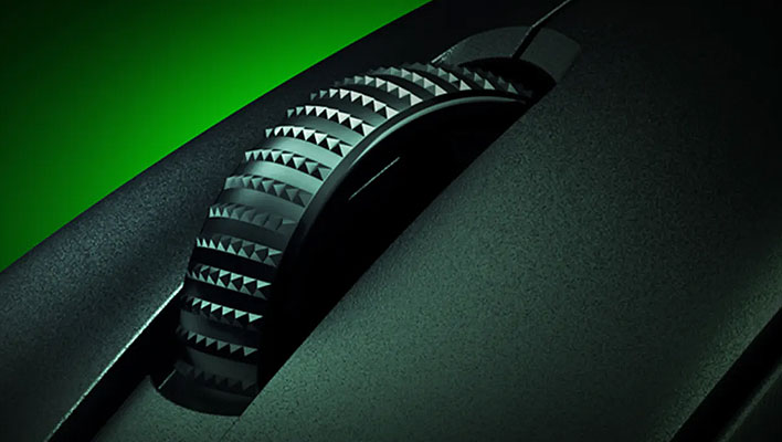 Closeup of Razer's optical scroll wheel.