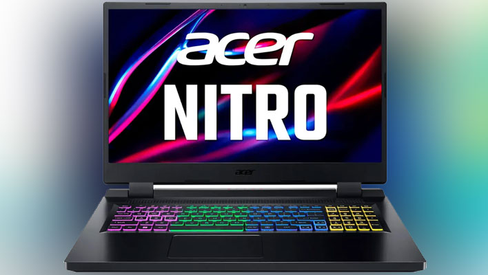Acer Nitro laptop on a blurred background.