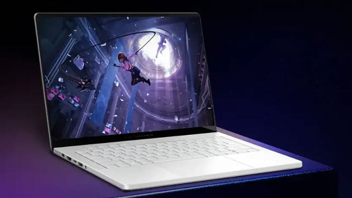 ASUS ROG Zephyrus G14 laptop on a table.