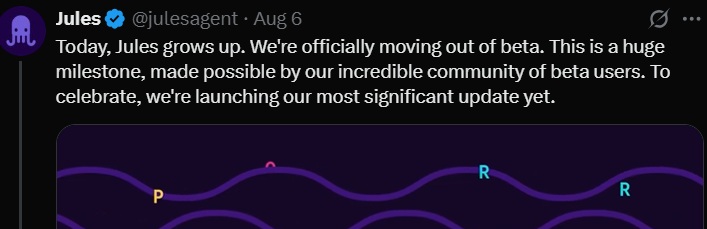 body2 coding agent google jules x tweet