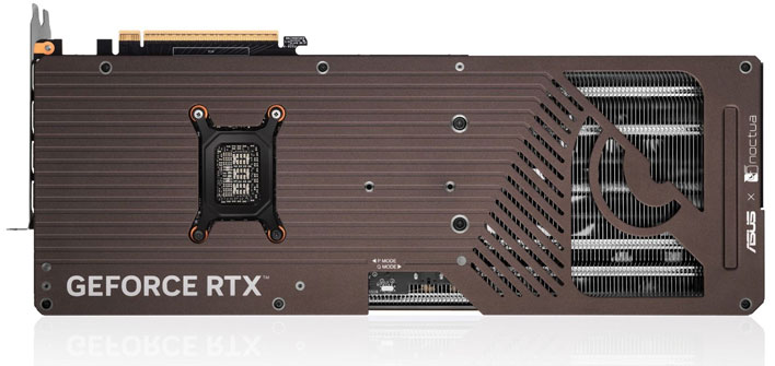 Backplate view of the ASUS GeForce RTX 5080 Noctua OC Edition.