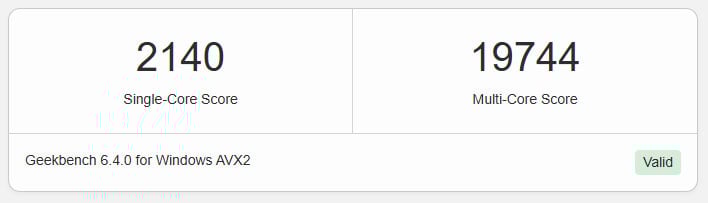 Geekbench entry showing scores for the Core Ultra 7 365K.