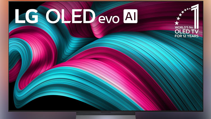 LG OLED TV (render on a blurred background).