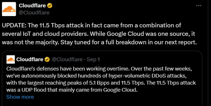 body tweet cloudfare dos attack stop record