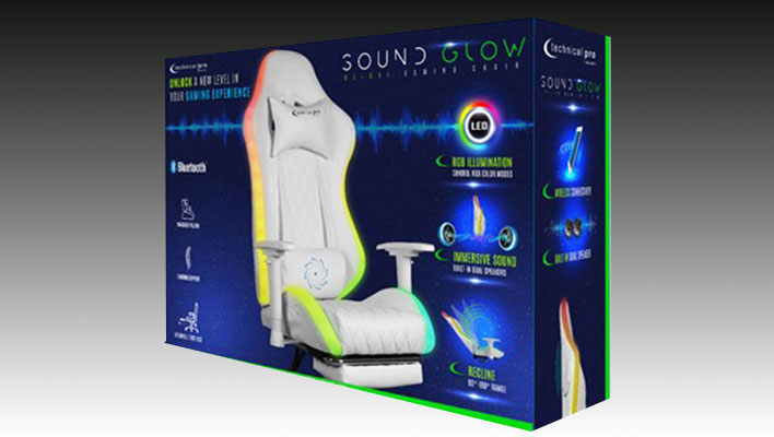 Gaming chair box on a black and gray gradient background.