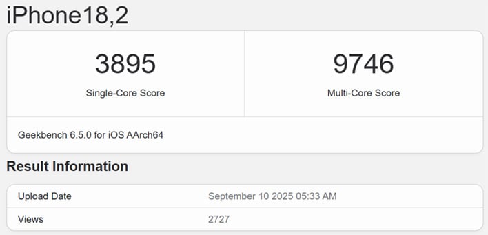 apple a19 pro geekbench cpu result