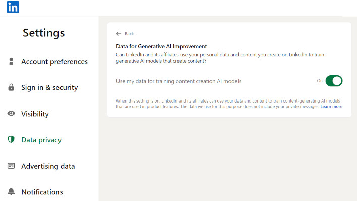 content linkedin ai toggle