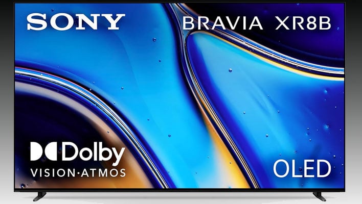 Sony Bravia XR8B OLED TV on a black and gray gradient background.
