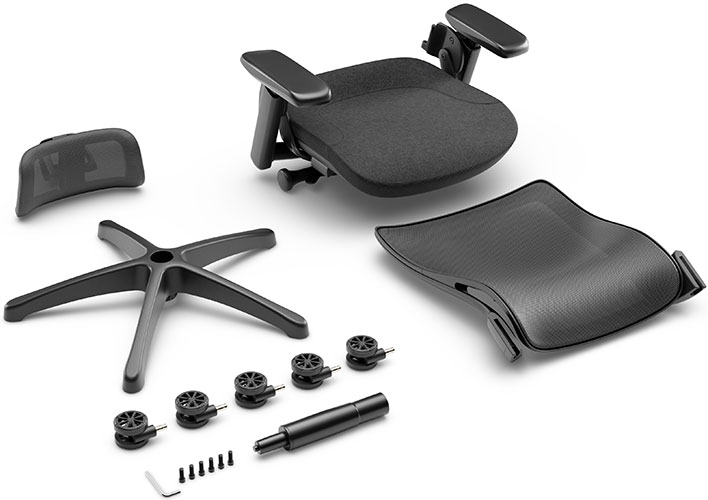 Disassembled view of Corsair's Embrace gaming chair.