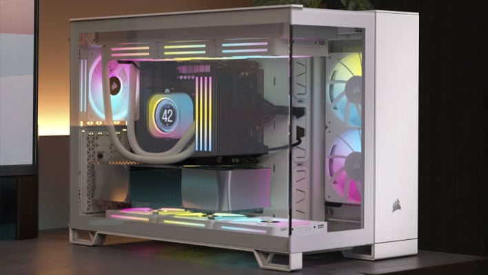 Corsair 2500X case on a desk.