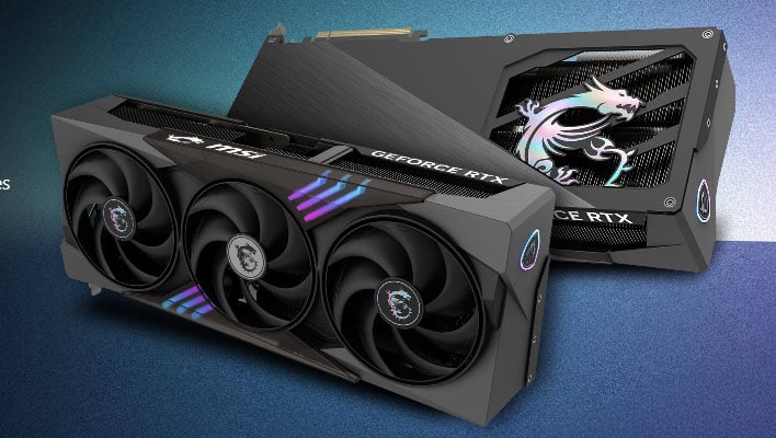 Front and back renders of MSI's GeForce RTX 5090 graphics card.