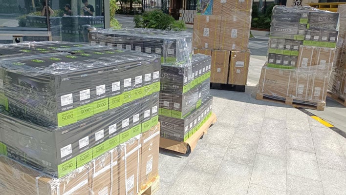 Nvidia Pallets MSI Denies Involvement In Smuggling Pallets Of GeForce RTX 5090 GPUs To ...
