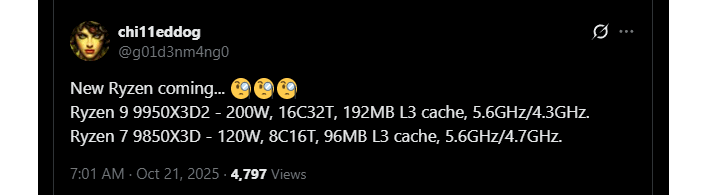 chi11eddog second ryzen 9000 x3d rumor