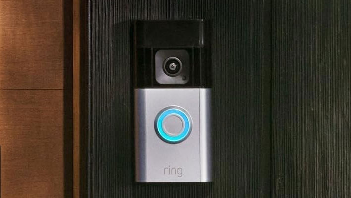 Ring Battery Doorbell Pro on a house.