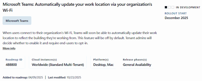 microsoft teams automatically update work location roadmap