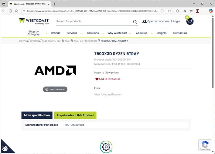 AMD Ryzen 5 7500X3D 3D V-Cache CPU Spotted At Retail For Budget Gaming PCs