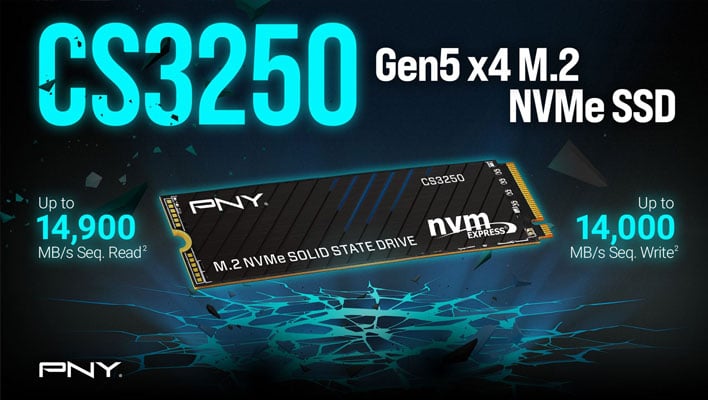PNY CS3250 SSD banner/infographic highlighting read and write speeds.