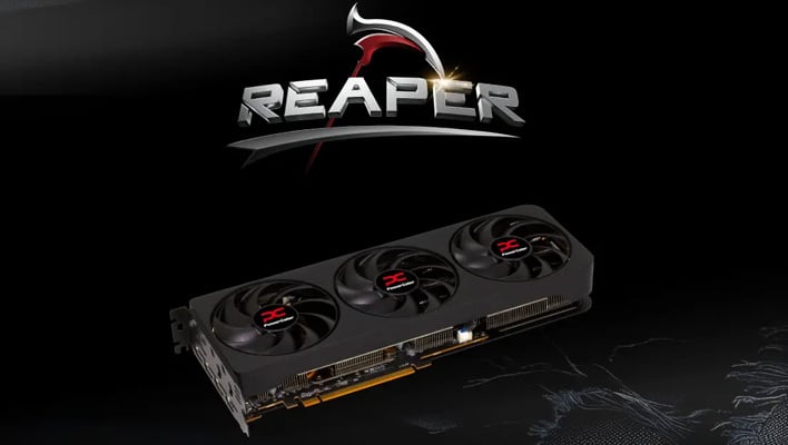 PowerColor Reaper Radeon RX 9070 on a black background.