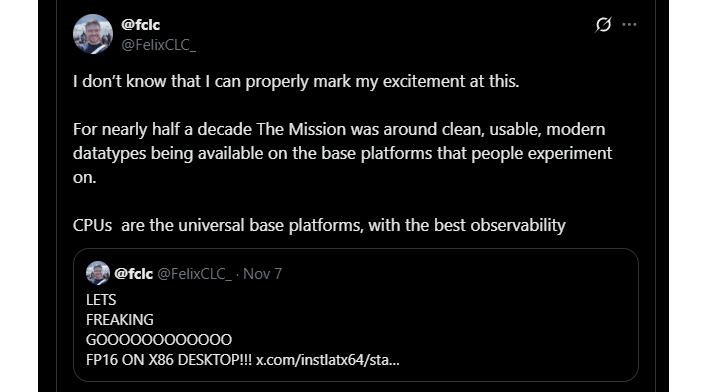 felixclc amdfp16 tweet