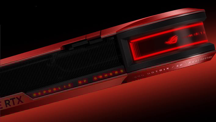 Side shot (render) of the ASUS ROG Matrix Platinum GeForce RTX 5090.
