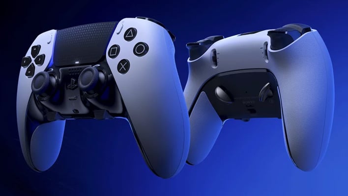 Front and back of Sony's DualSense Edge wireless controller.