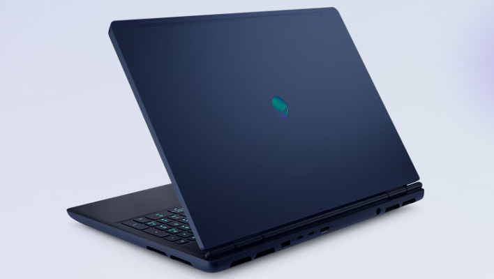 Alienware 16X Aurora gaming laptop on a light blue background.