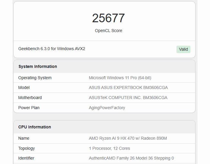 opencl score ryzen ai 9 hx 470 radeon 890m leak