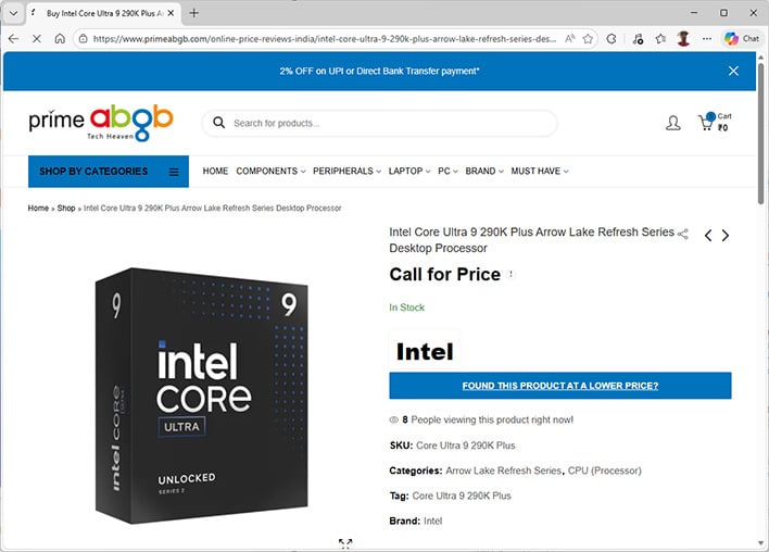 Intel Core Ultra 9 290K Plus & Ultra 7 270K Plus Spotted At Retail With These Specs