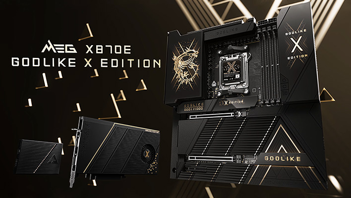 MSI MEG X870E Godlike X Edition motherboard bundle.