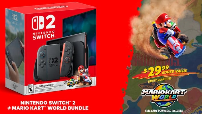 Nintendo Switch 2 + Mario Kart World bundle banner.