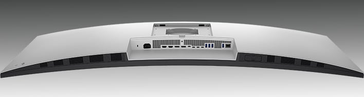 Dell UltraSharp 52 monitor ports on a gray gradient background.