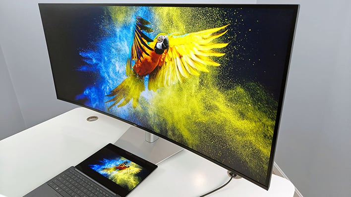 Dell UltraSharp 52 monitor viewed from an off-angle.