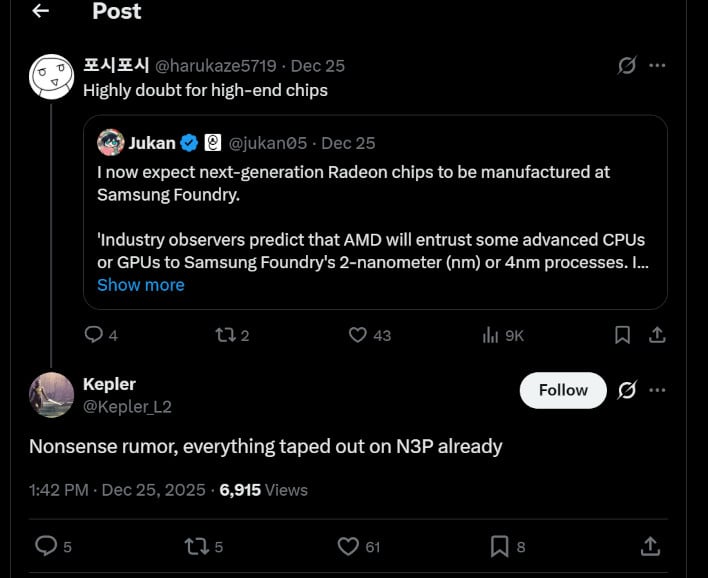 AMD's Next-Gen RDNA 5 Radeon GPUs Rumored For TSMC N3P And 2027 Launch