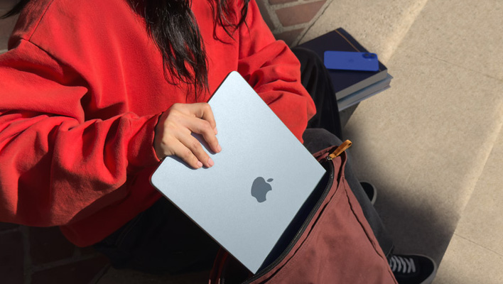 MacBook Air being put in a bag.