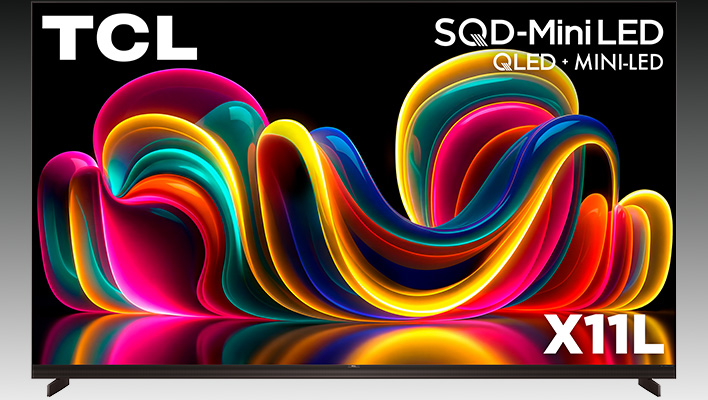 TCL X11L on a gray and black gradient background (render).