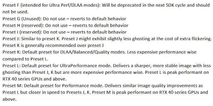 nvidia dlss preset guidance