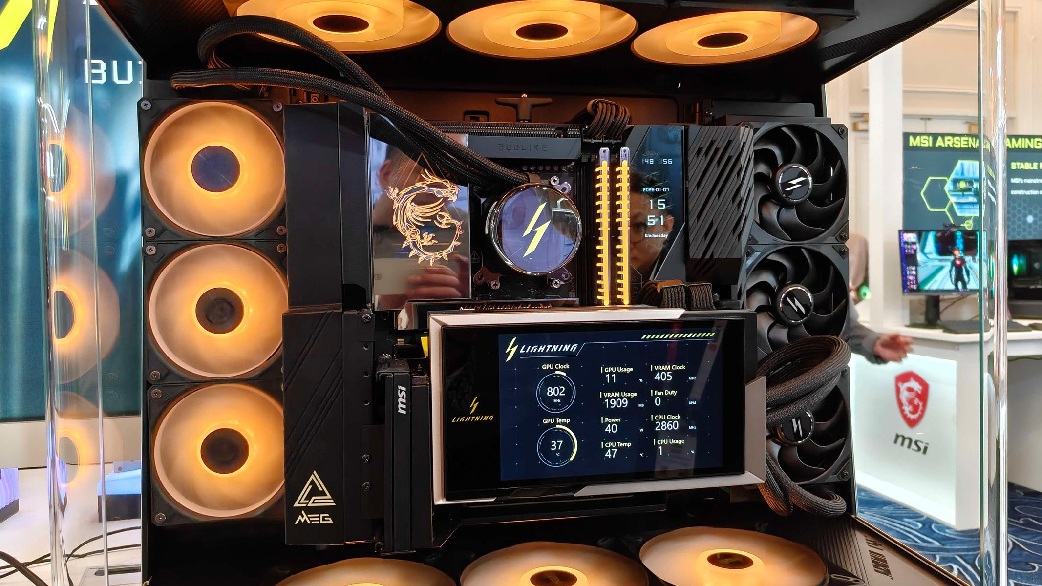 MSI RTX 5090 Lightning Z With 8-Inch Display Breaks 1000W Barrier