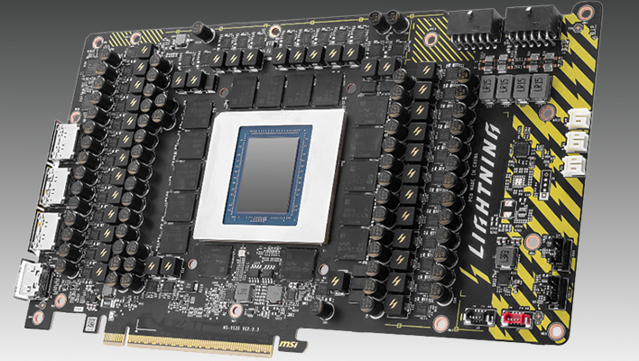 MSI GeForce RTX 5090 32G Lightning Z PCB on a gray gradient background.