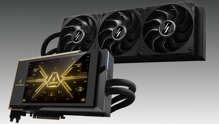 MSI GeForce RTX 5090 32G Lightning Z PCB on a gray gradient background.