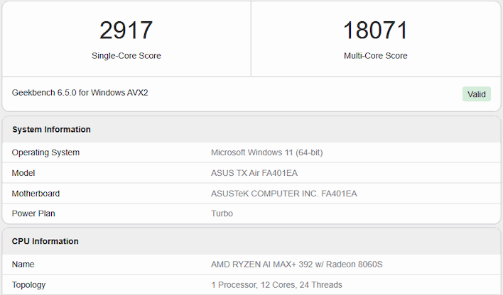 geekbench leak result