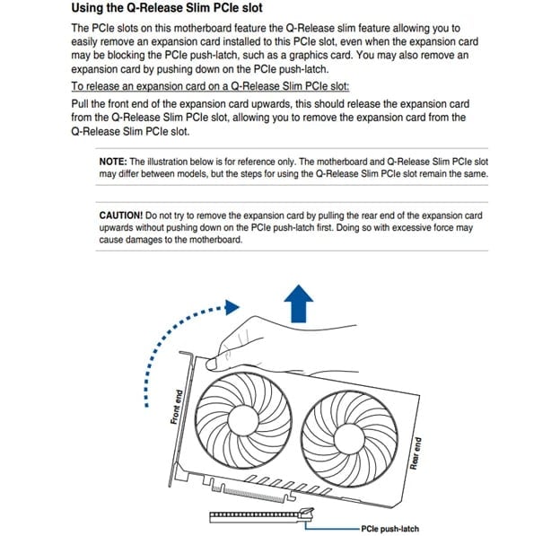 ASUS Q-Release Slim guidance from the user manual.