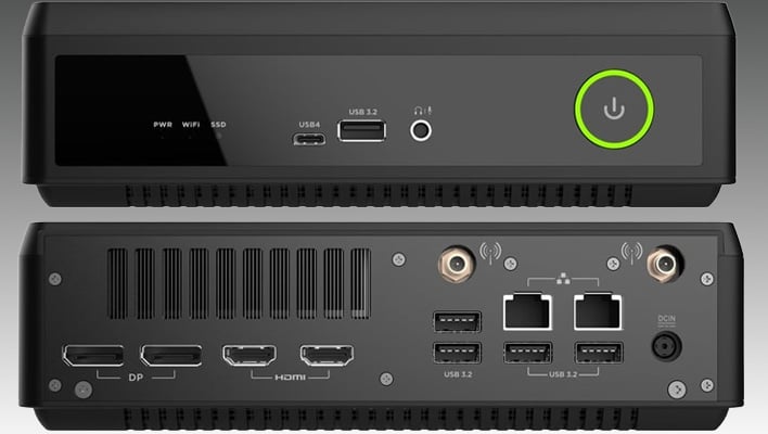 Front and back shots of Zotac's new Magnus mini PCs.